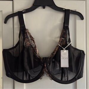Elomi Teagan Plunge Bra in Black/Almond Size US 44I